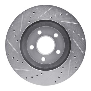 Ford Mustang Brake Rotor (1) - Front Right - R1 Concepts - Drilled & Slotted - Silver - `05-`14